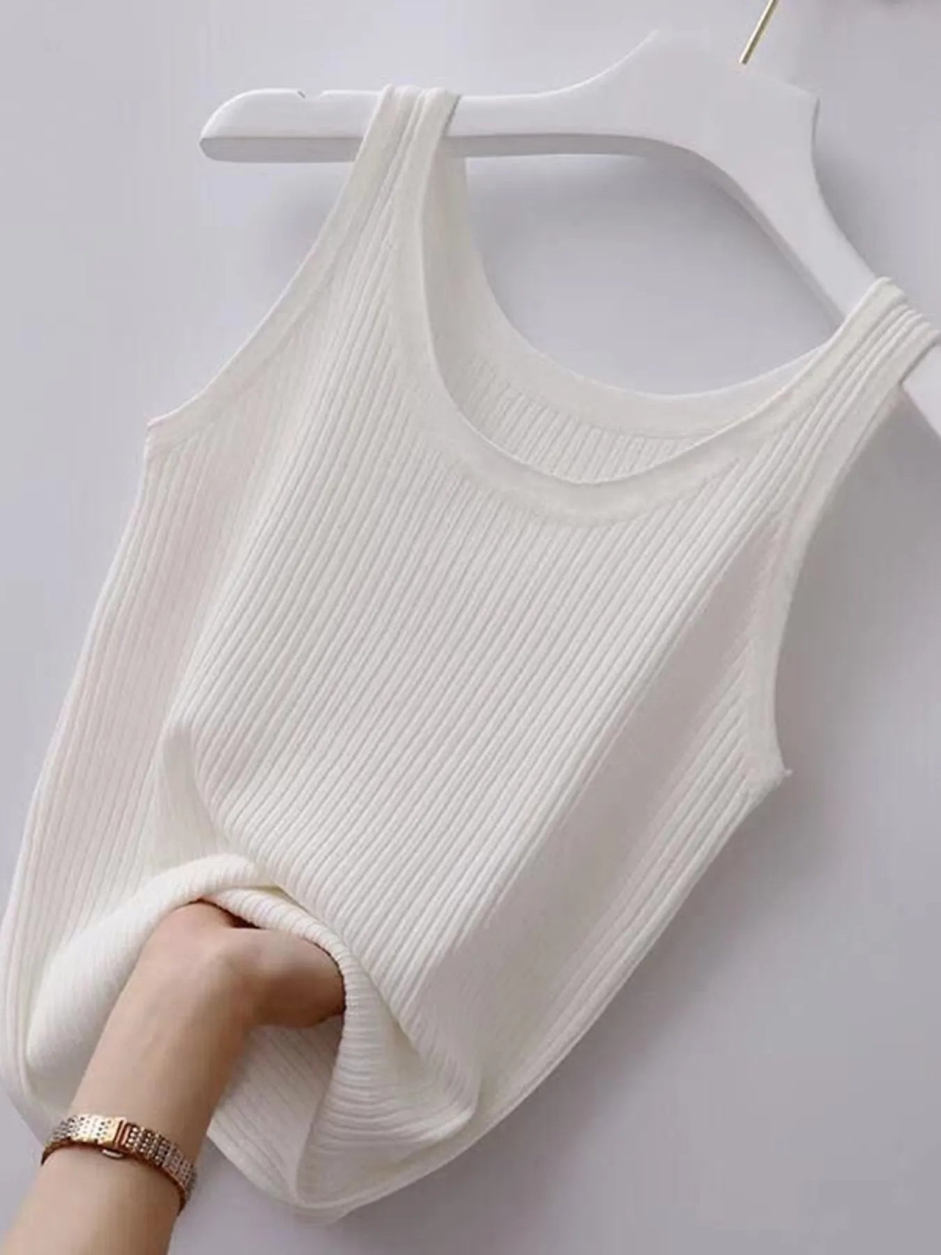 Plus Size Ribbed Knit Scoop Neck Tank Top - LODIMAE FASHION