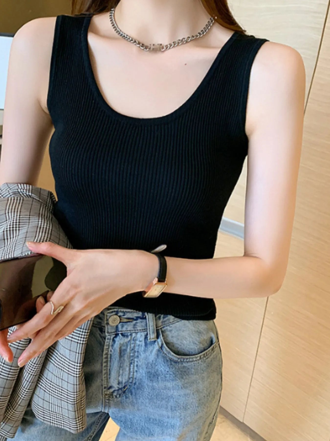 Plus Size Ribbed Scoop Neck Tank - LODIMAE FASHION