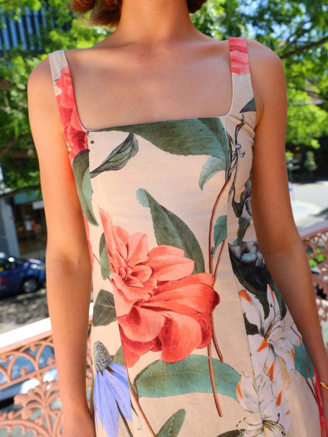 Printed Square Neck Maxi Dress - LODIMAE FASHION