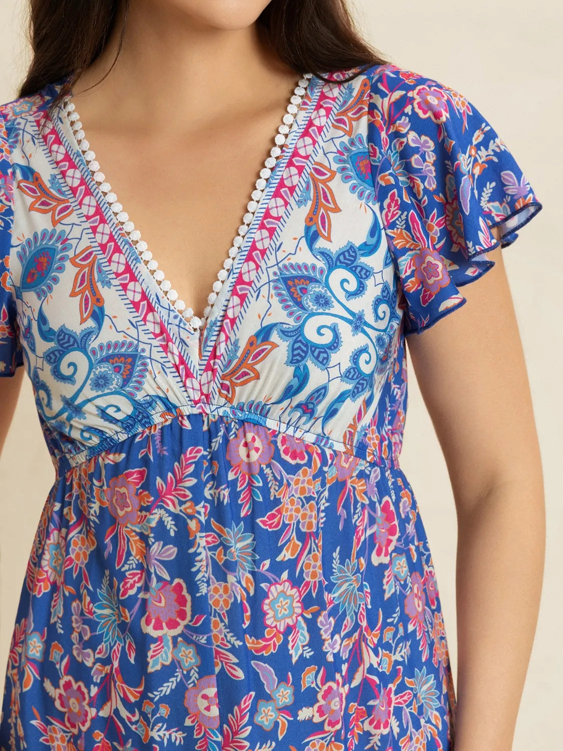 Printed V-Neck Wide Leg Jumpsuit - LODIMAE FASHION
