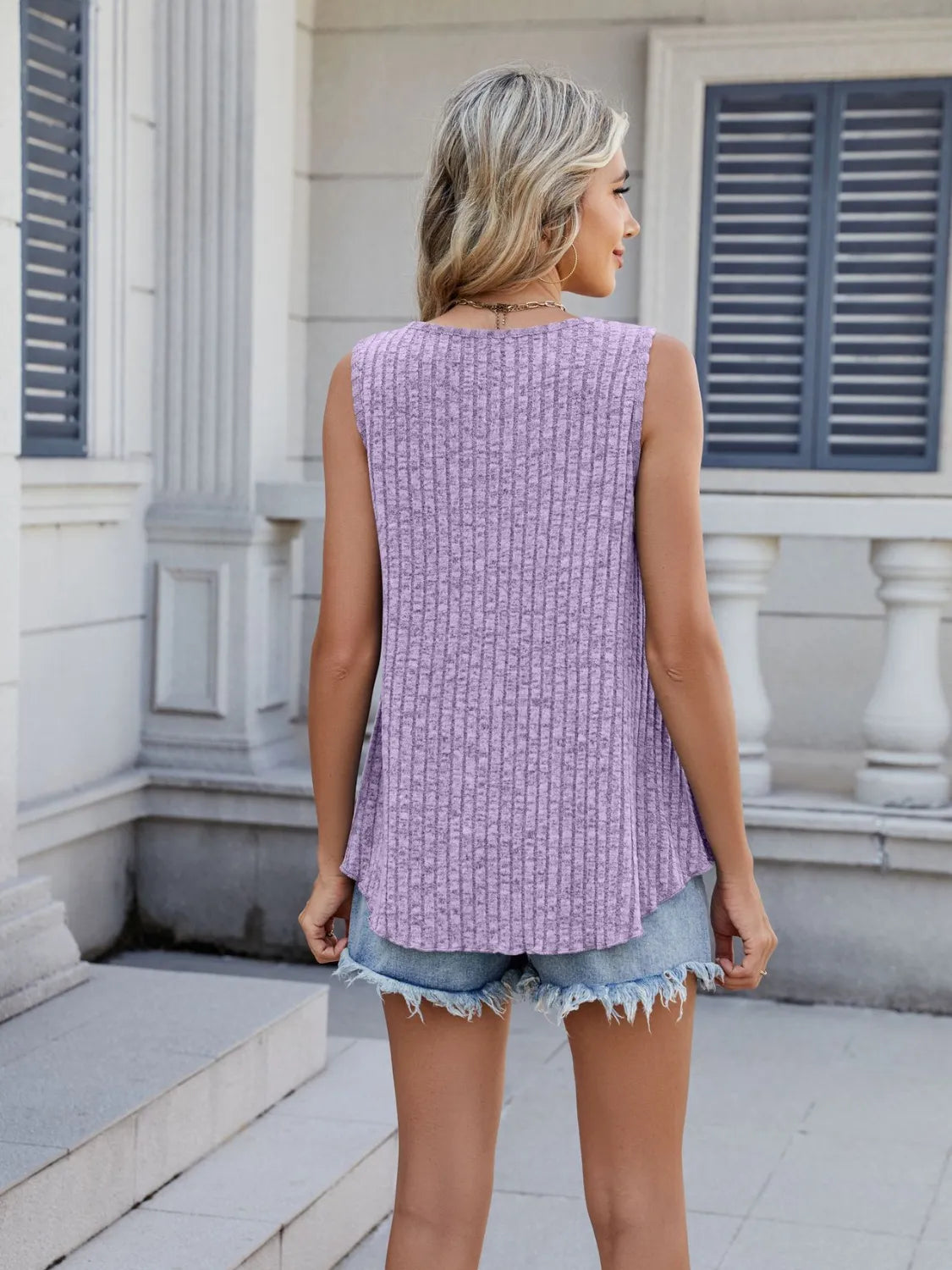 Ribbed Round Neck Tank - LODIMAE FASHION