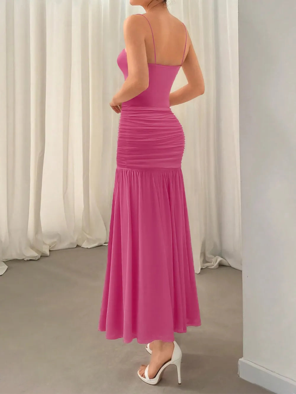 Ruched Maxi Cami Dress - LODIMAE FASHION