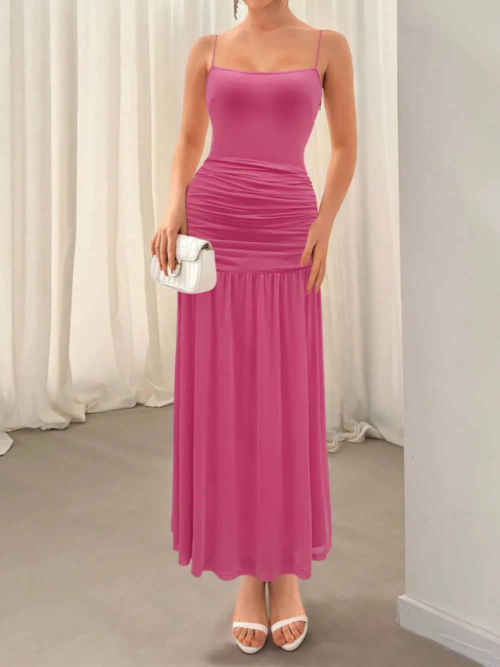 Ruched Maxi Cami Dress - LODIMAE FASHION