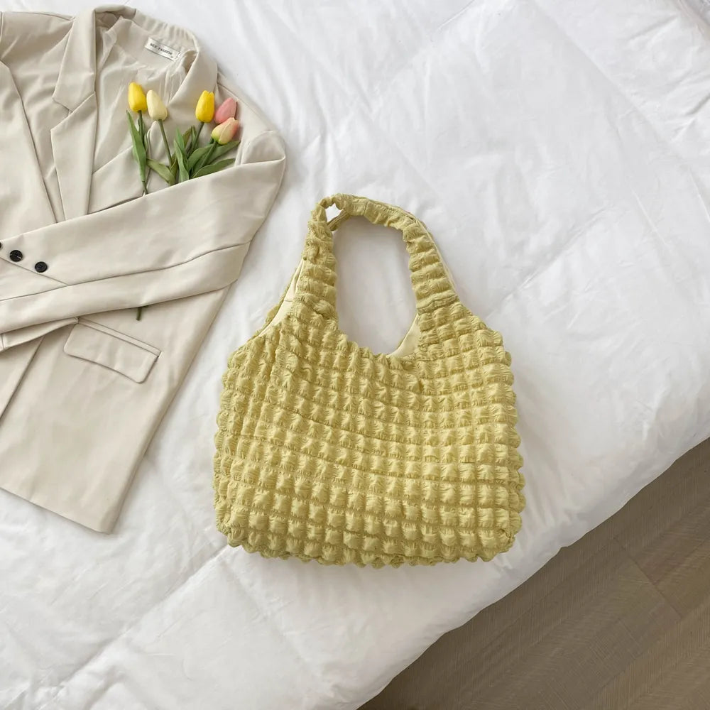 Ruched Polyester Large Handbag – Stylish Everyday Tote - LODIMAE FASHION