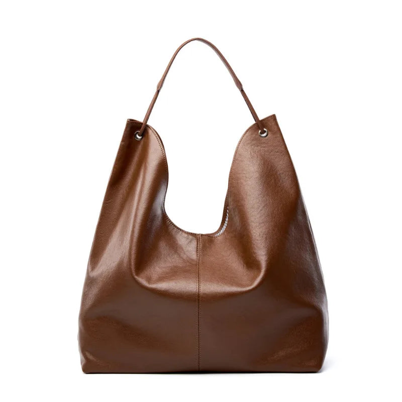 New Women's Large Capacity Genuine Leather Handbag Fashion Single Shoulder Underarm Bag for Ladies Commuting Stylish Girls Bag - LODIMAE FASHION