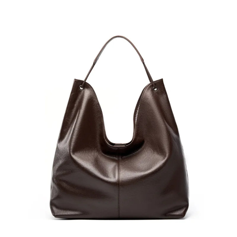 New Women's Large Capacity Genuine Leather Handbag Fashion Single Shoulder Underarm Bag for Ladies Commuting Stylish Girls Bag - LODIMAE FASHION