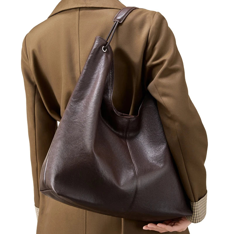 New Women's Large Capacity Genuine Leather Handbag Fashion Single Shoulder Underarm Bag for Ladies Commuting Stylish Girls Bag - LODIMAE FASHION