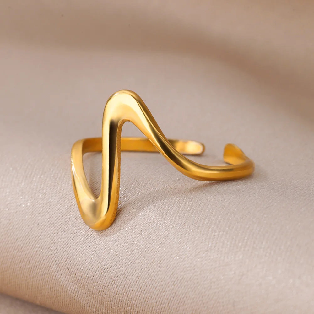 Stainless Steel Rings for Women Waterproof Open Gold Color Ring Wedding Couple Band Jewelry Gifts Free Shipping Items anillos - LODIMAE FASHION