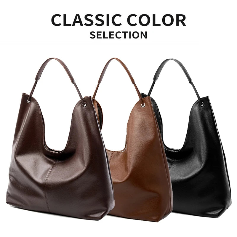 New Women's Large Capacity Genuine Leather Handbag Fashion Single Shoulder Underarm Bag for Ladies Commuting Stylish Girls Bag - LODIMAE FASHION