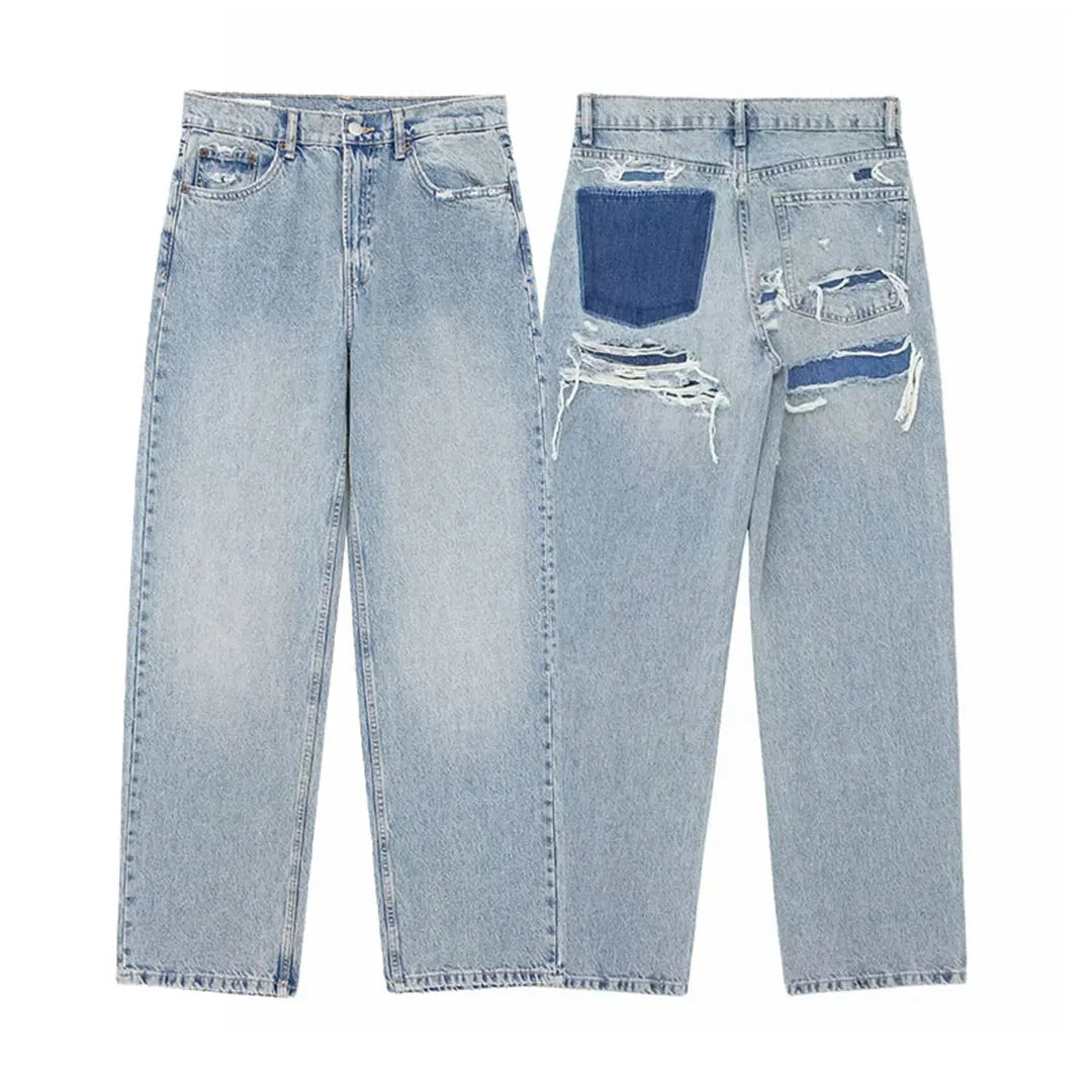 Women's Fashion Denim Blue Jeans Distressed - LODIMAE FASHION
