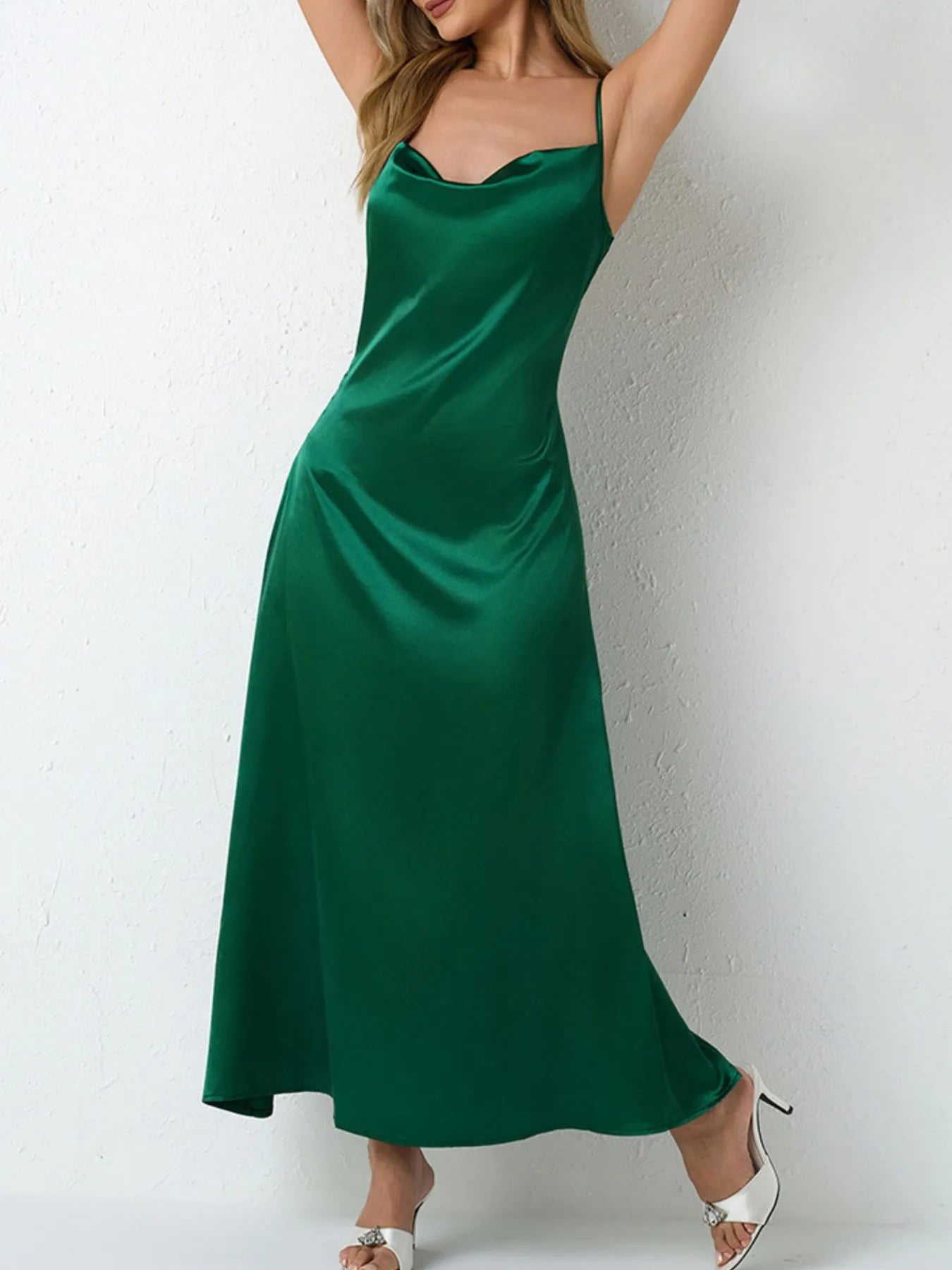 Satin Cowl Neck Cami Dress - LODIMAE FASHION
