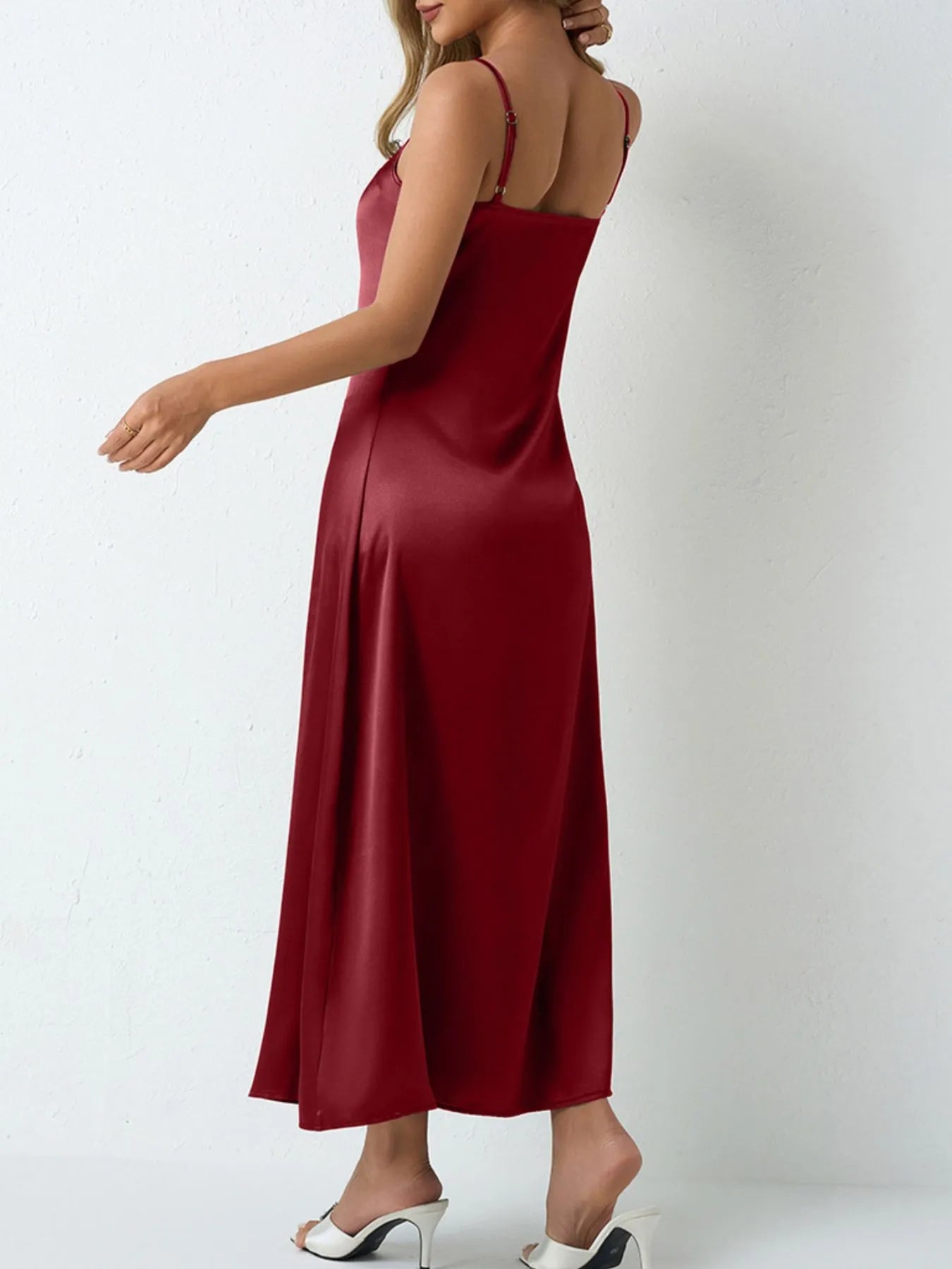 Satin Cowl Neck Cami Dress - LODIMAE FASHION