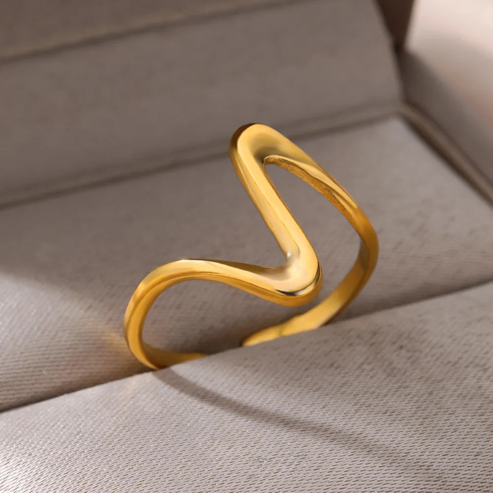 Stainless Steel Rings for Women Waterproof Open Gold Color Ring Wedding Couple Band Jewelry Gifts Free Shipping Items anillos - LODIMAE FASHION