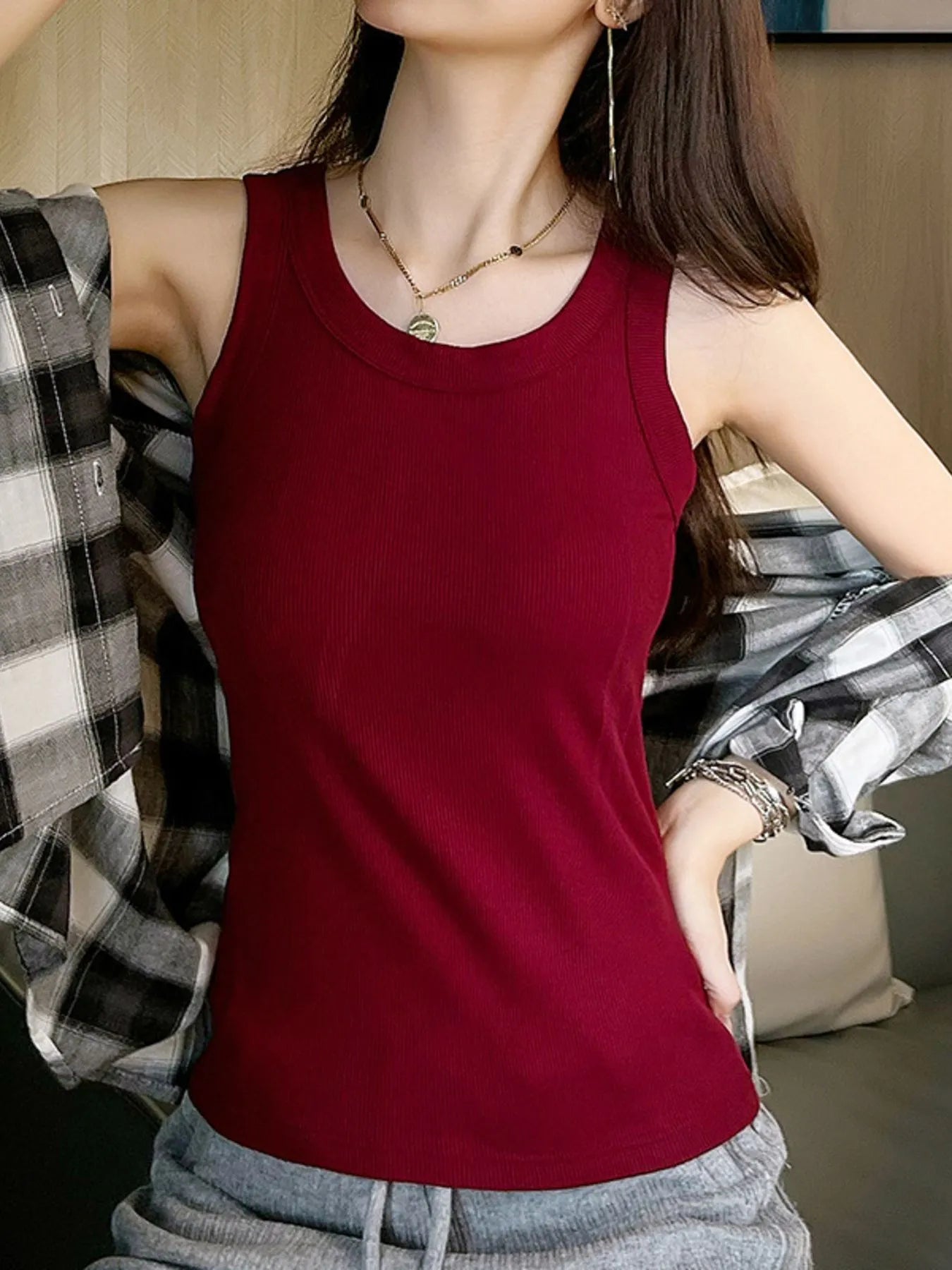Scoop Neck Tank Top - LODIMAE FASHION