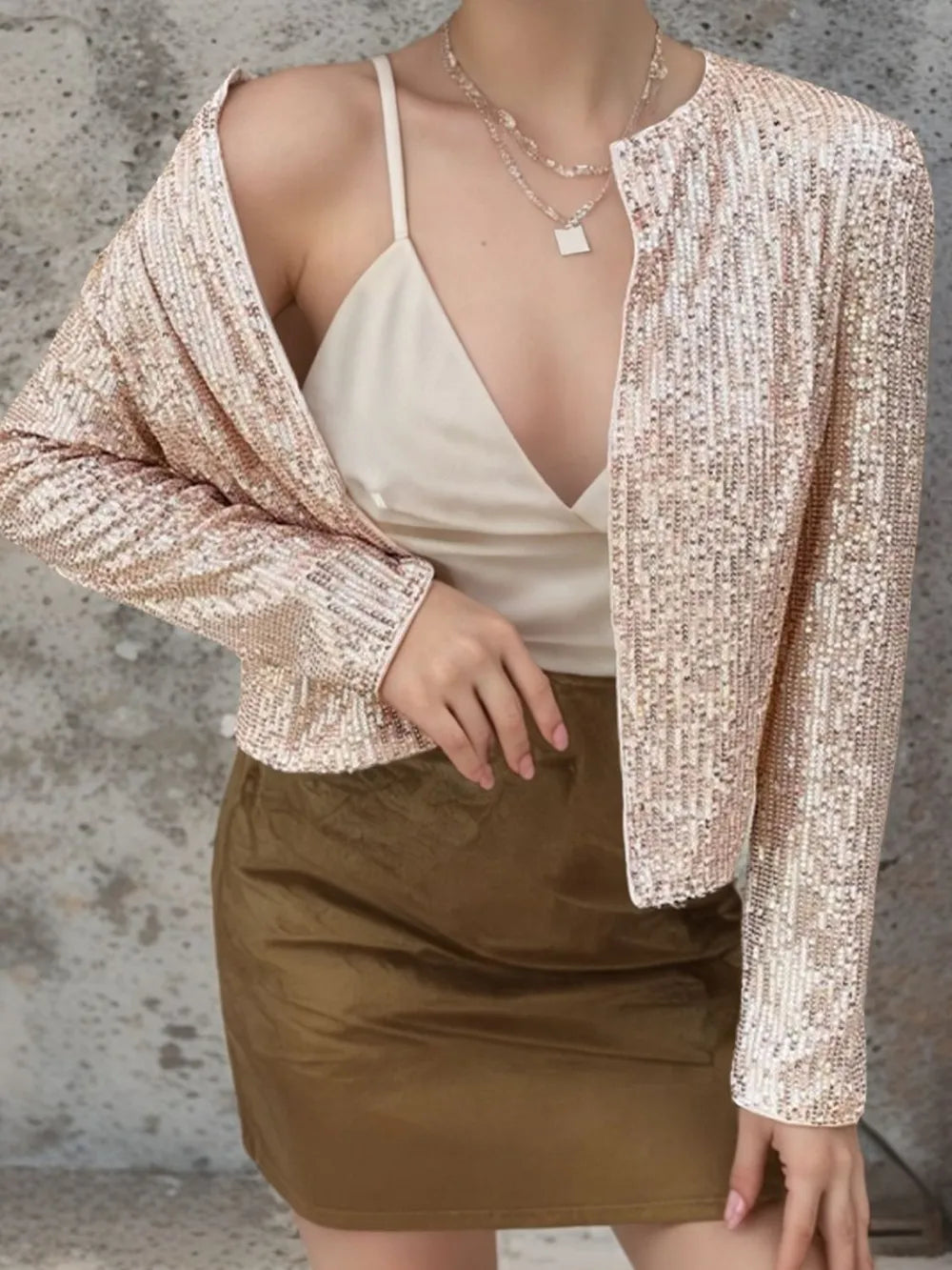 Sequin Cropped Jacket - LODIMAE FASHION