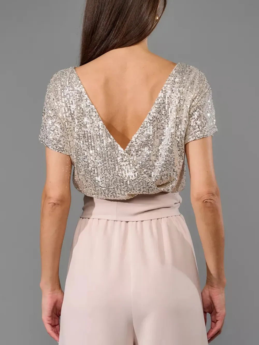 Sequin Round Neck Wide Leg Jumpsuit - LODIMAE FASHION