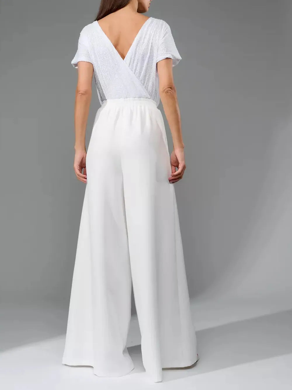 Sequin Round Neck Wide Leg Jumpsuit - LODIMAE FASHION