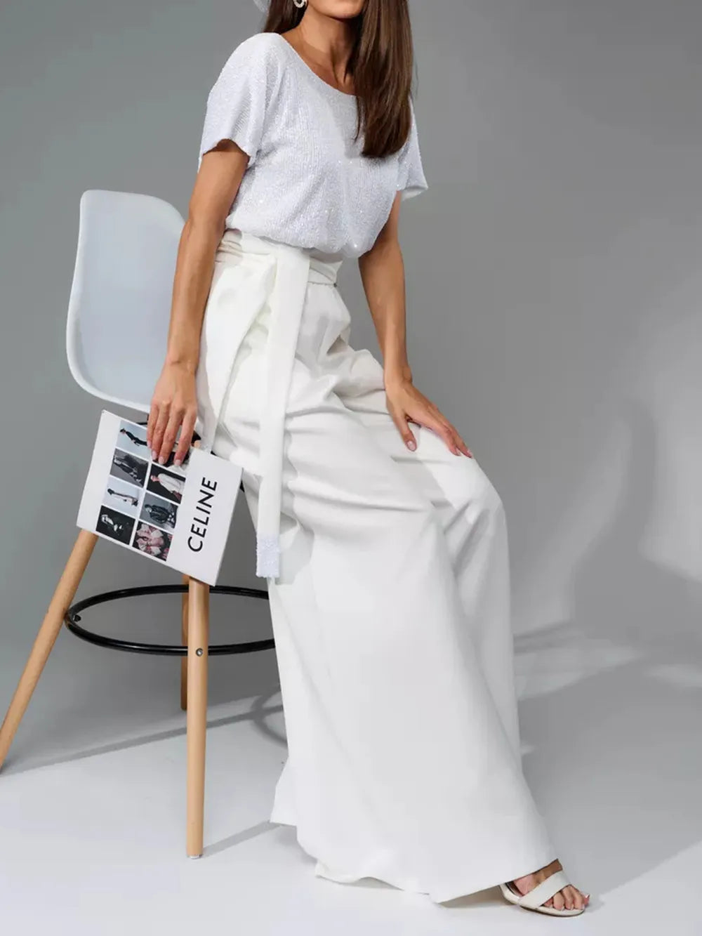 Sequin Round Neck Wide Leg Jumpsuit - LODIMAE FASHION