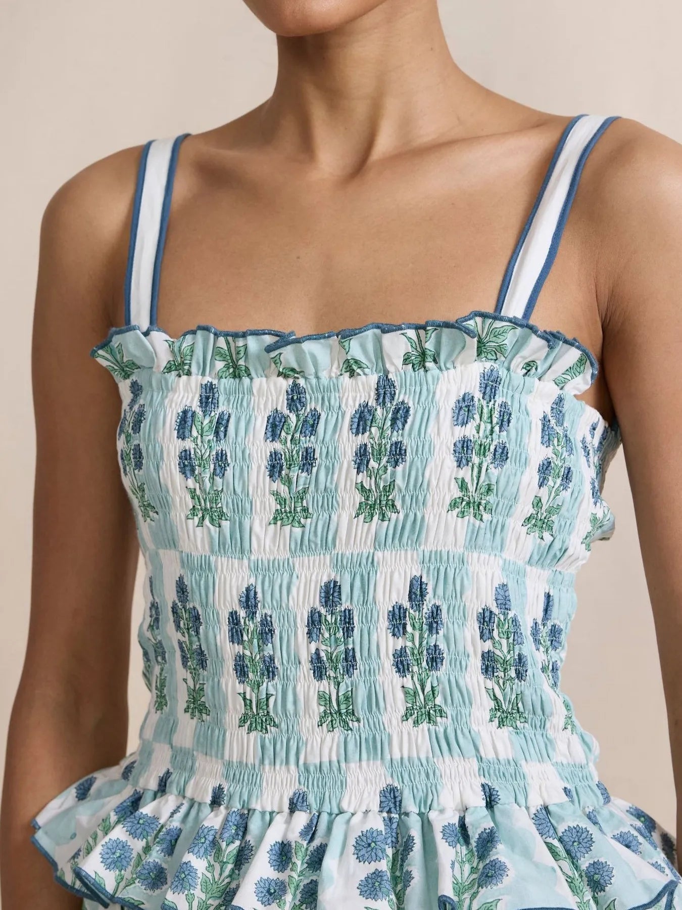 Smocked Ruffled Square Neck Maxi Dress - LODIMAE FASHION