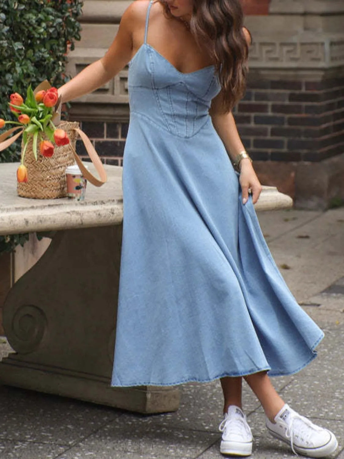 Smocked Sweetheart Neck Midi Cami Dress - LODIMAE FASHION