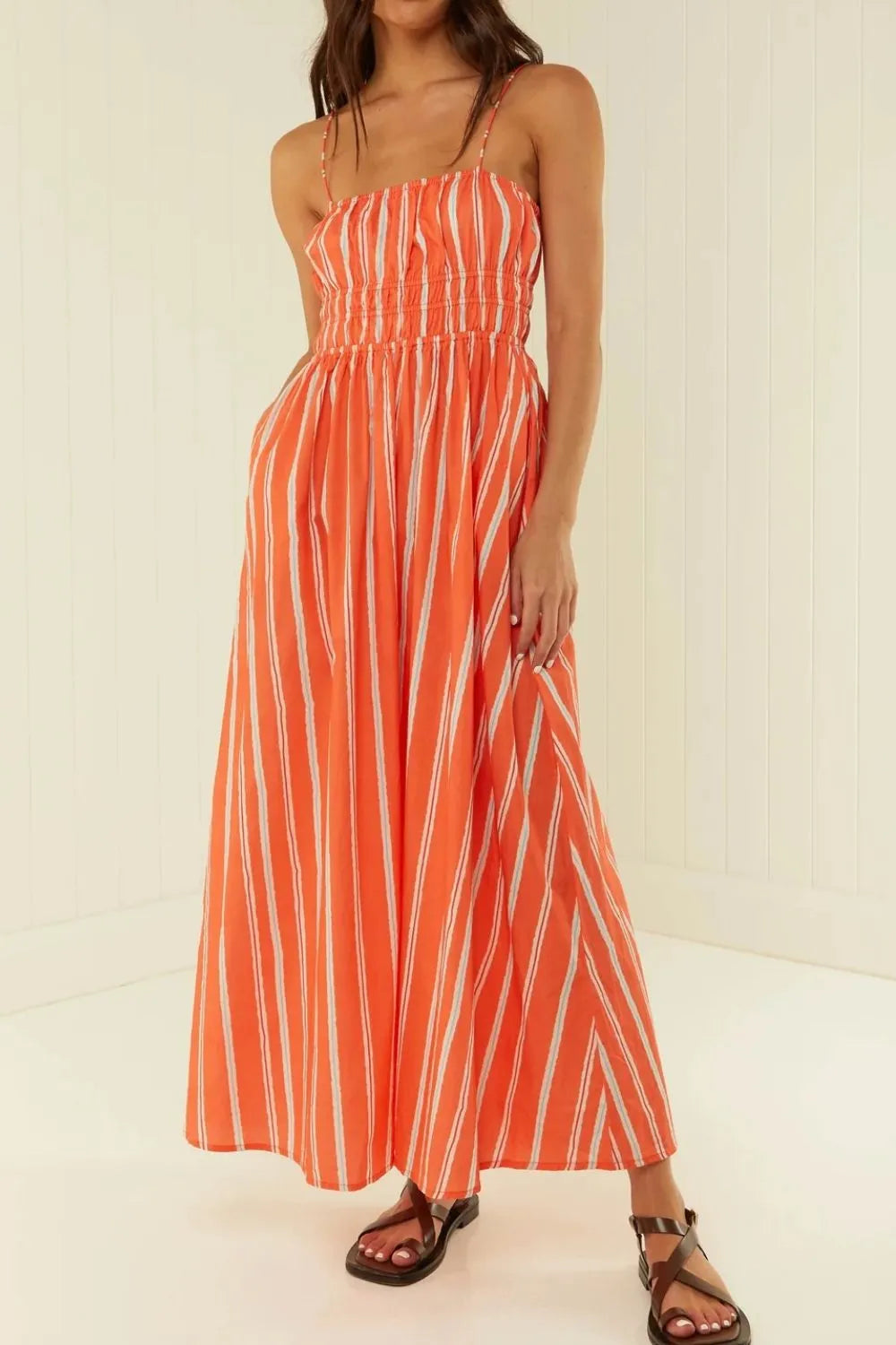 Striped Square Neck Cami Dress - LODIMAE FASHION