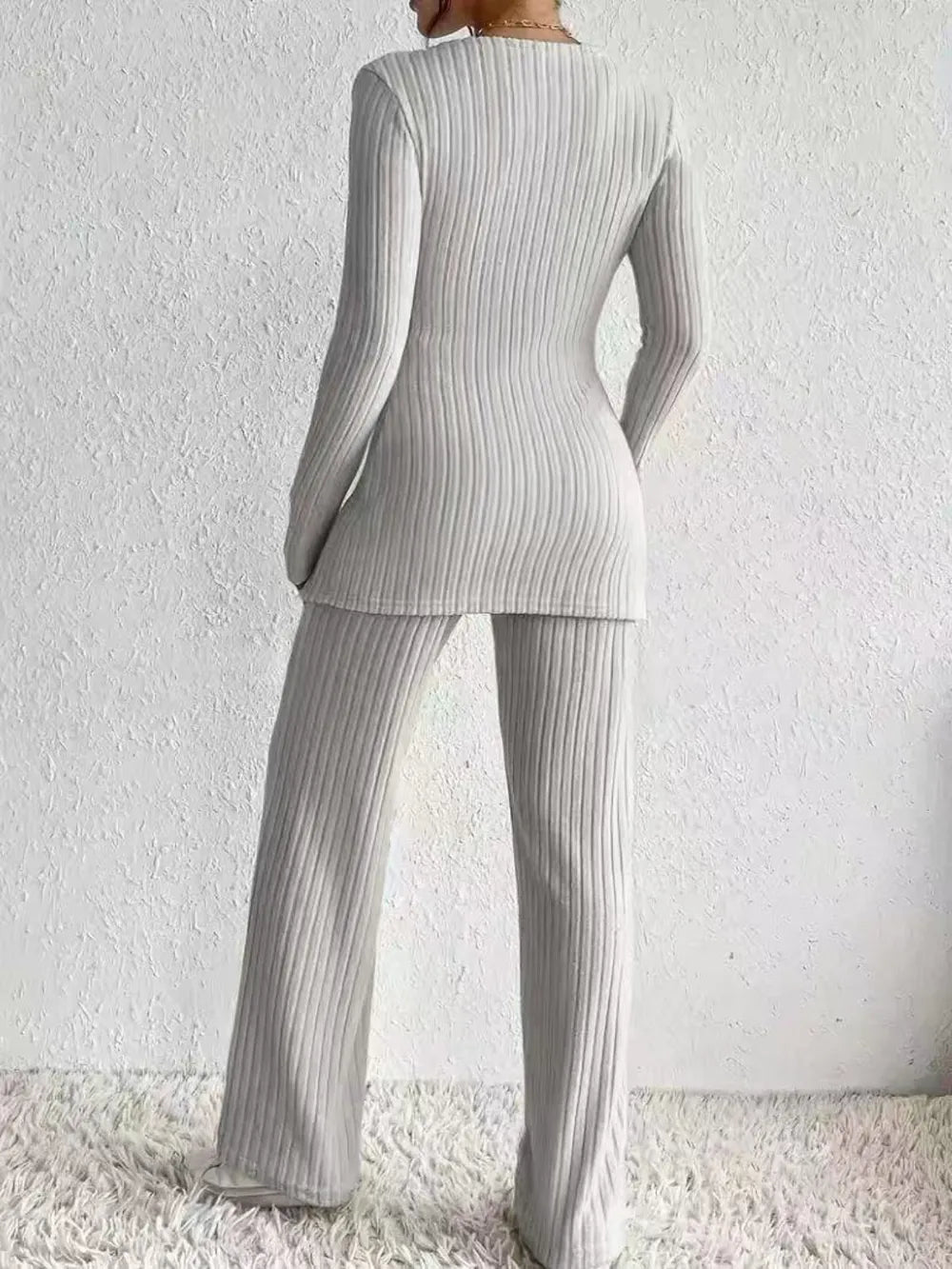 Surplice Long Sleeve Top and Pants Set - LODIMAE FASHION