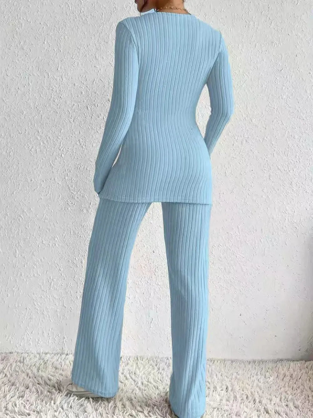 Surplice Long Sleeve Top and Pants Set - LODIMAE FASHION