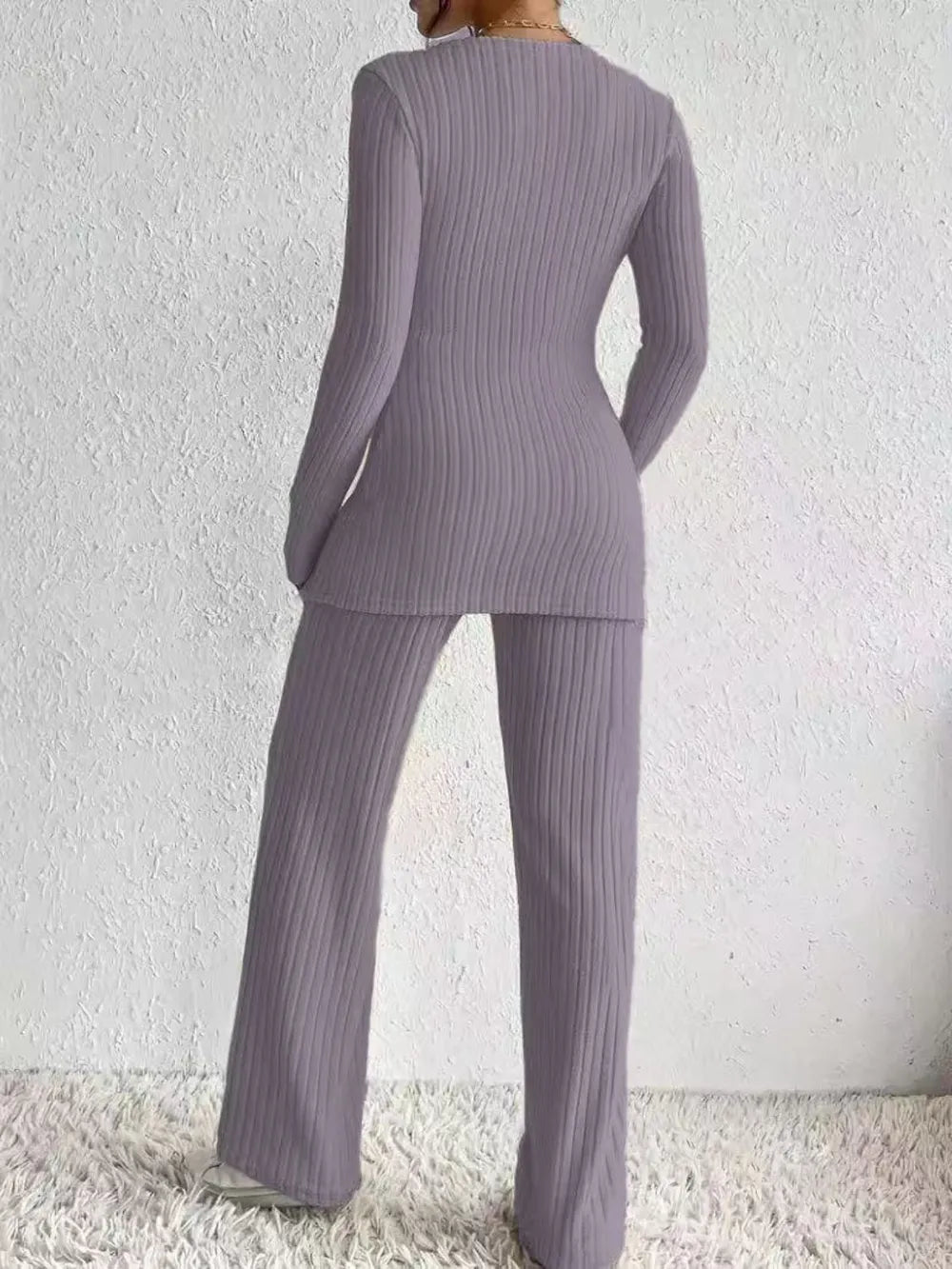 Surplice Long Sleeve Top and Pants Set - LODIMAE FASHION