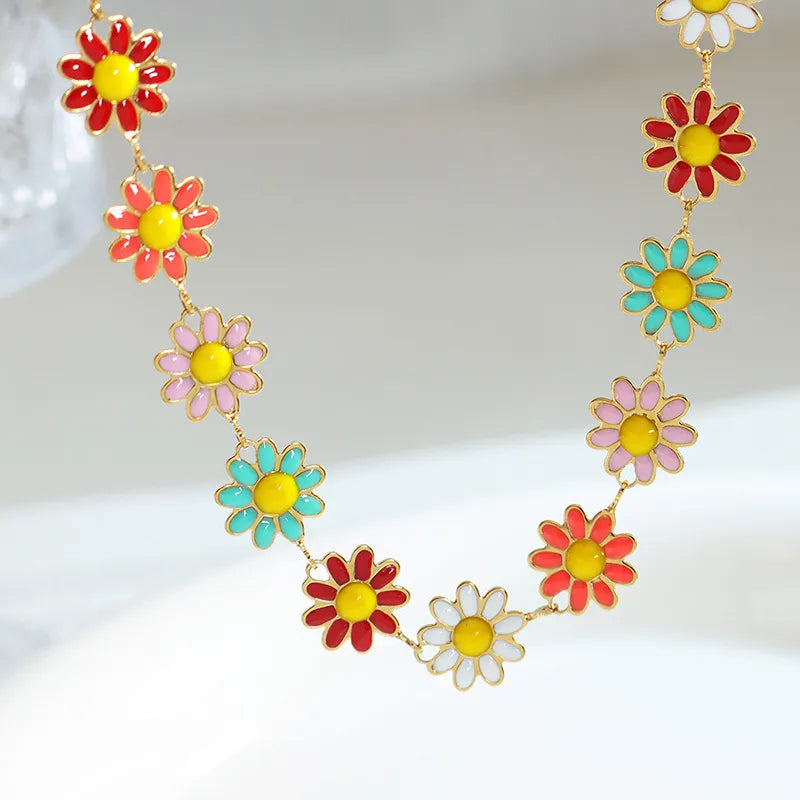 Titanium Steel Oil Drip Flower Bracelet - LODIMAE FASHION