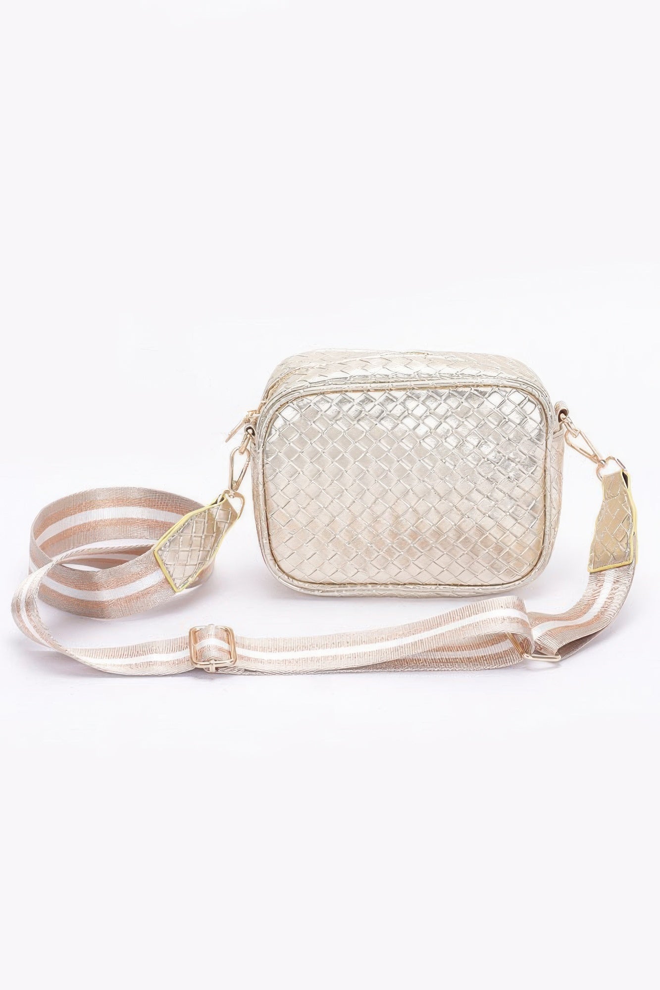 Metallic Embossed Faux Leather Camera Bag W/strap - LODIMAE FASHION