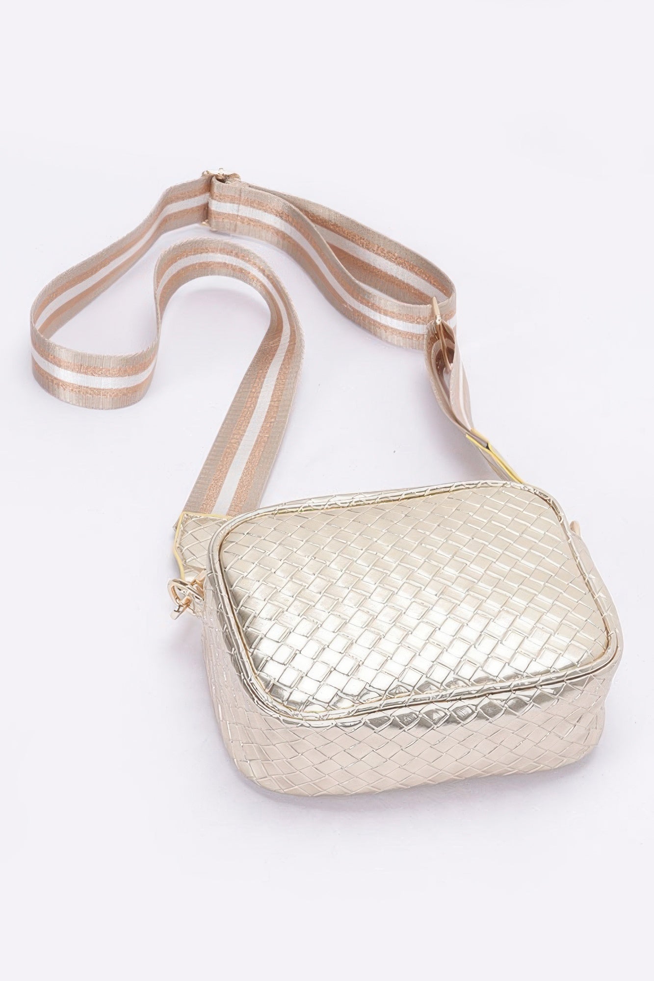 Metallic Embossed Faux Leather Camera Bag W/strap - LODIMAE FASHION