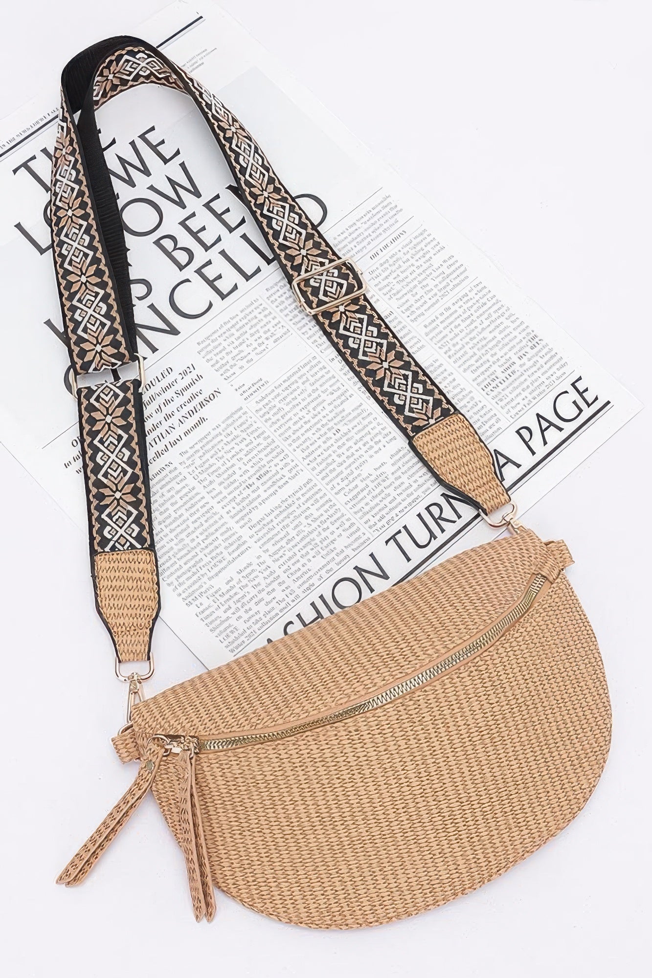 Faux Leather Fanny Pack W/ Multi Color Strap - LODIMAE FASHION