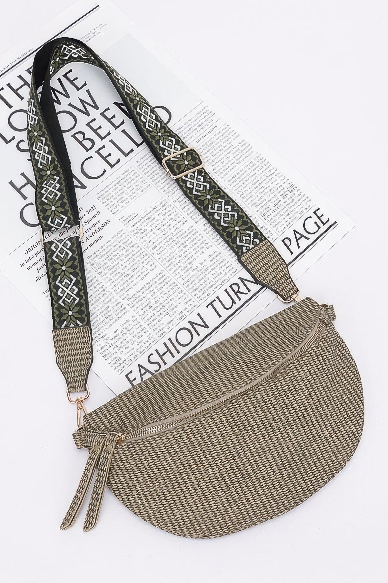 Faux Leather Fanny Pack W/ Multi Color Strap - LODIMAE FASHION