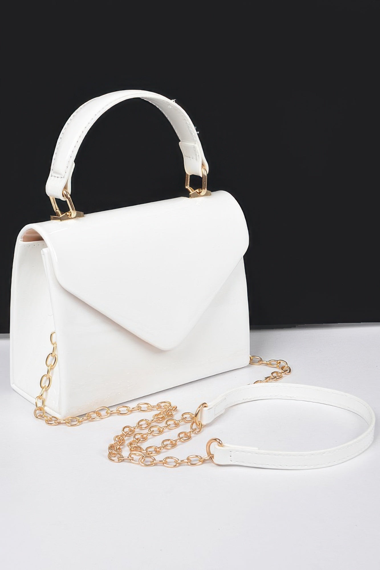 Enamel Faux Leather Top Handle Bag - LODIMAE FASHION