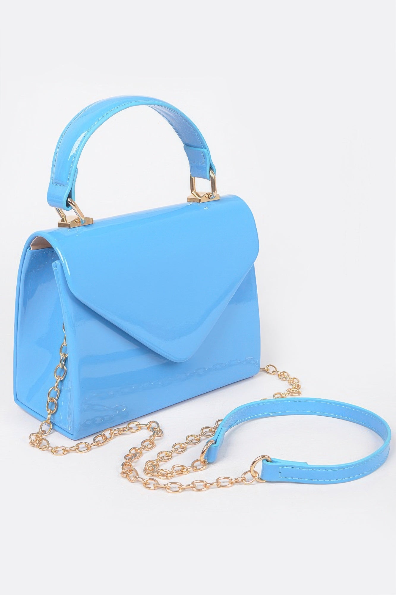 Enamel Faux Leather Top Handle Bag - LODIMAE FASHION