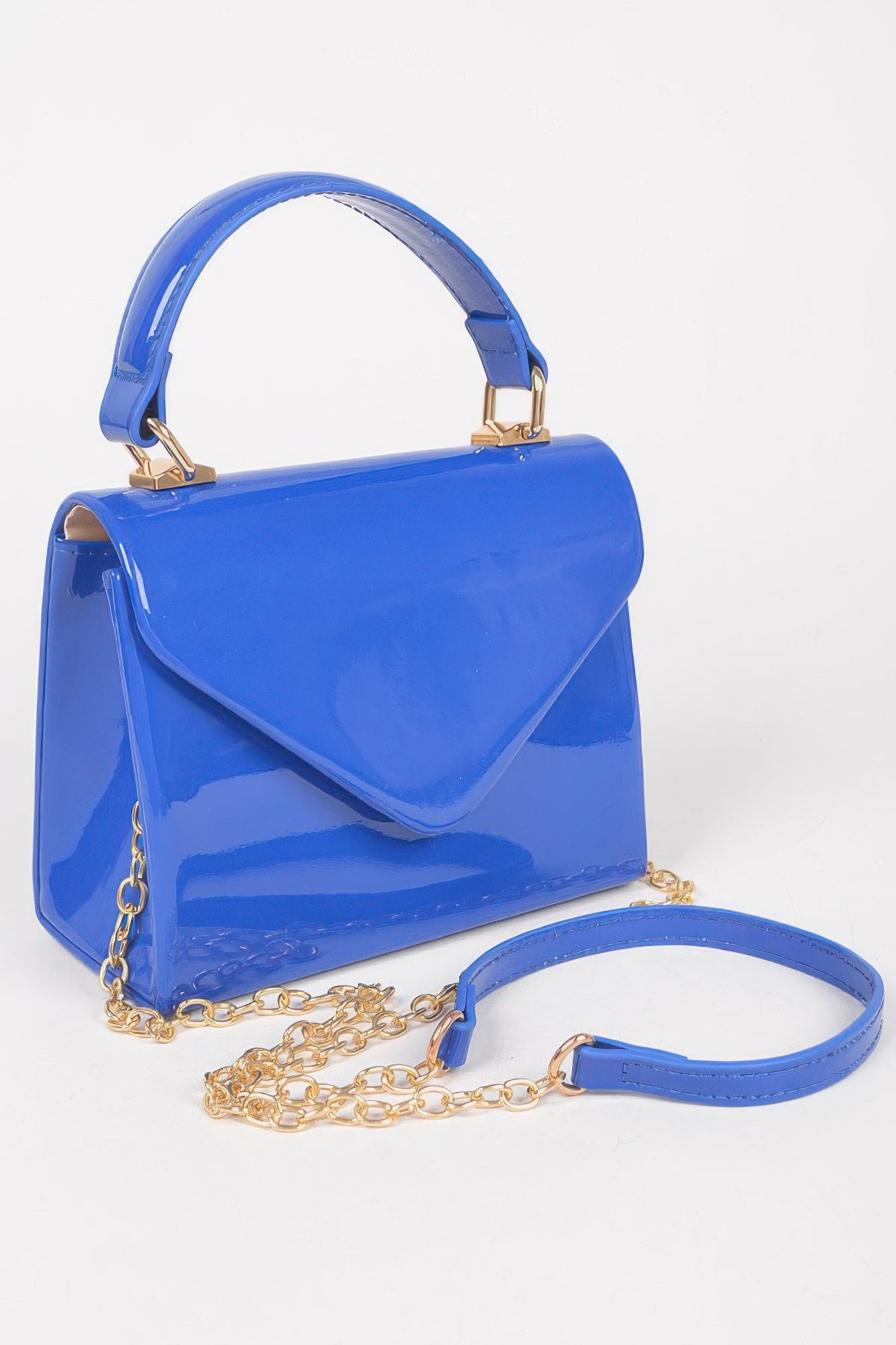Enamel Faux Leather Top Handle Bag - LODIMAE FASHION
