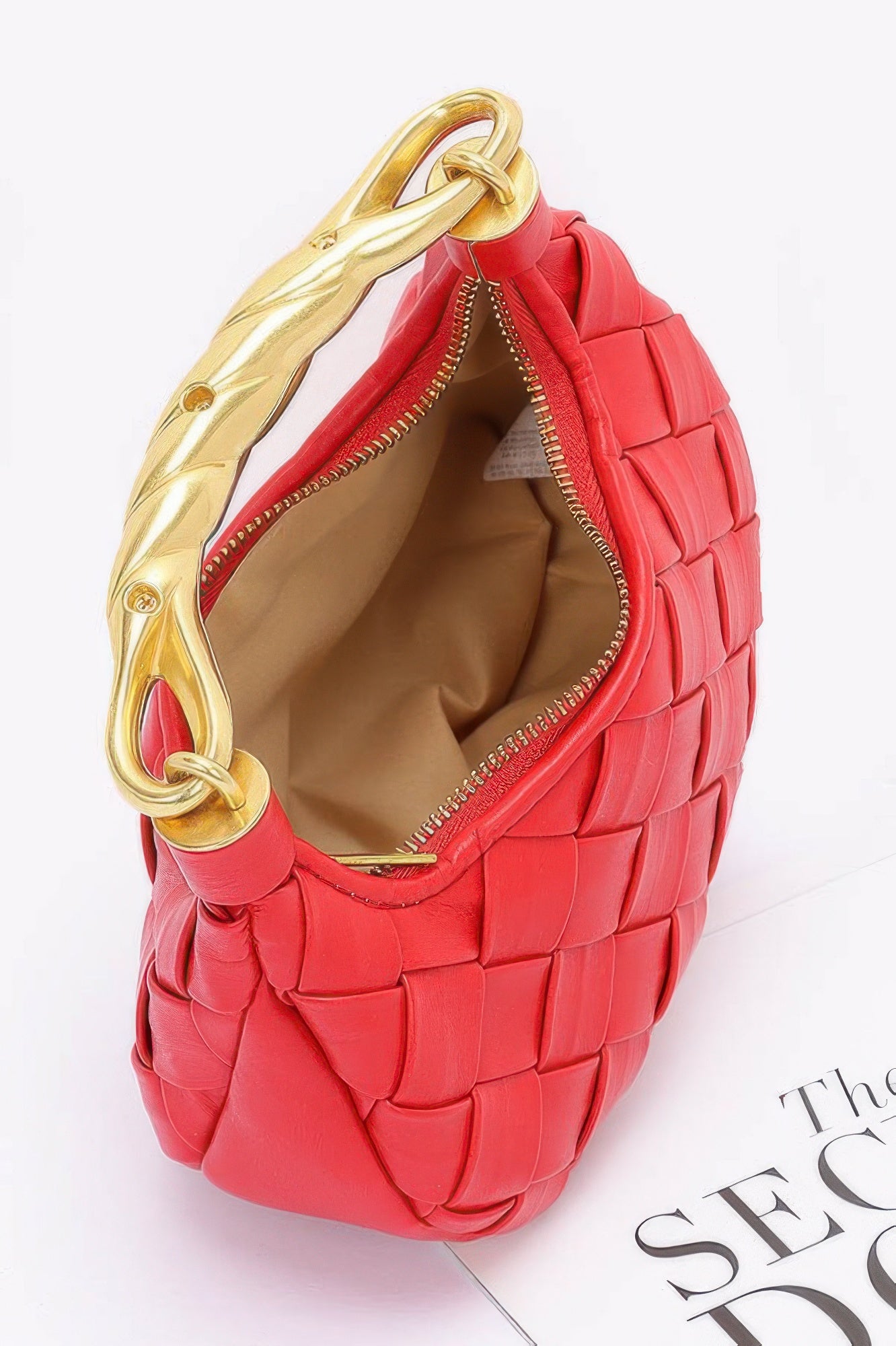 Faux Leather Braided Metal Handle Bag - LODIMAE FASHION