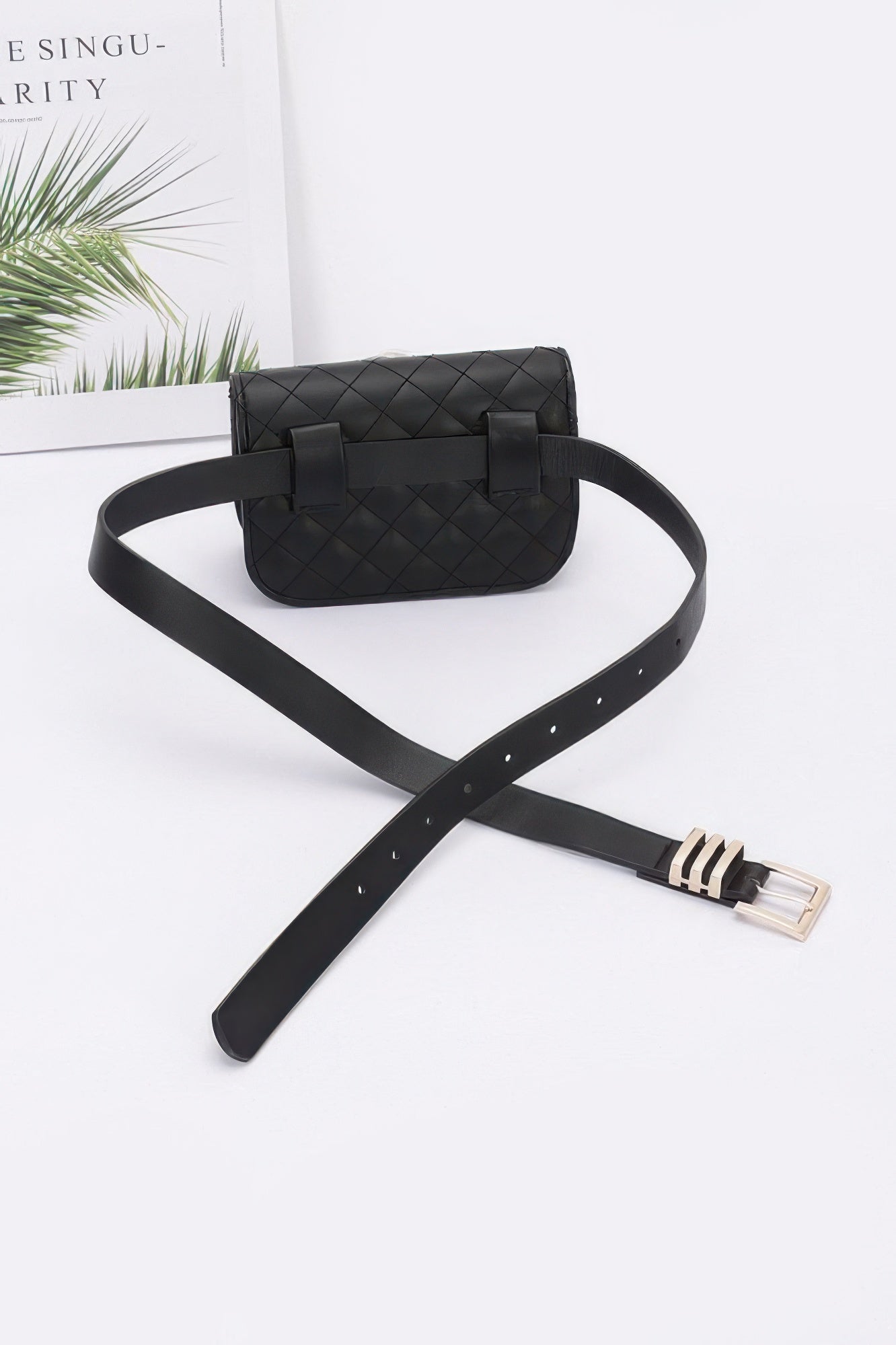 Faux Leather Quilted Flower Beltbag Shoulder Chain - LODIMAE FASHION