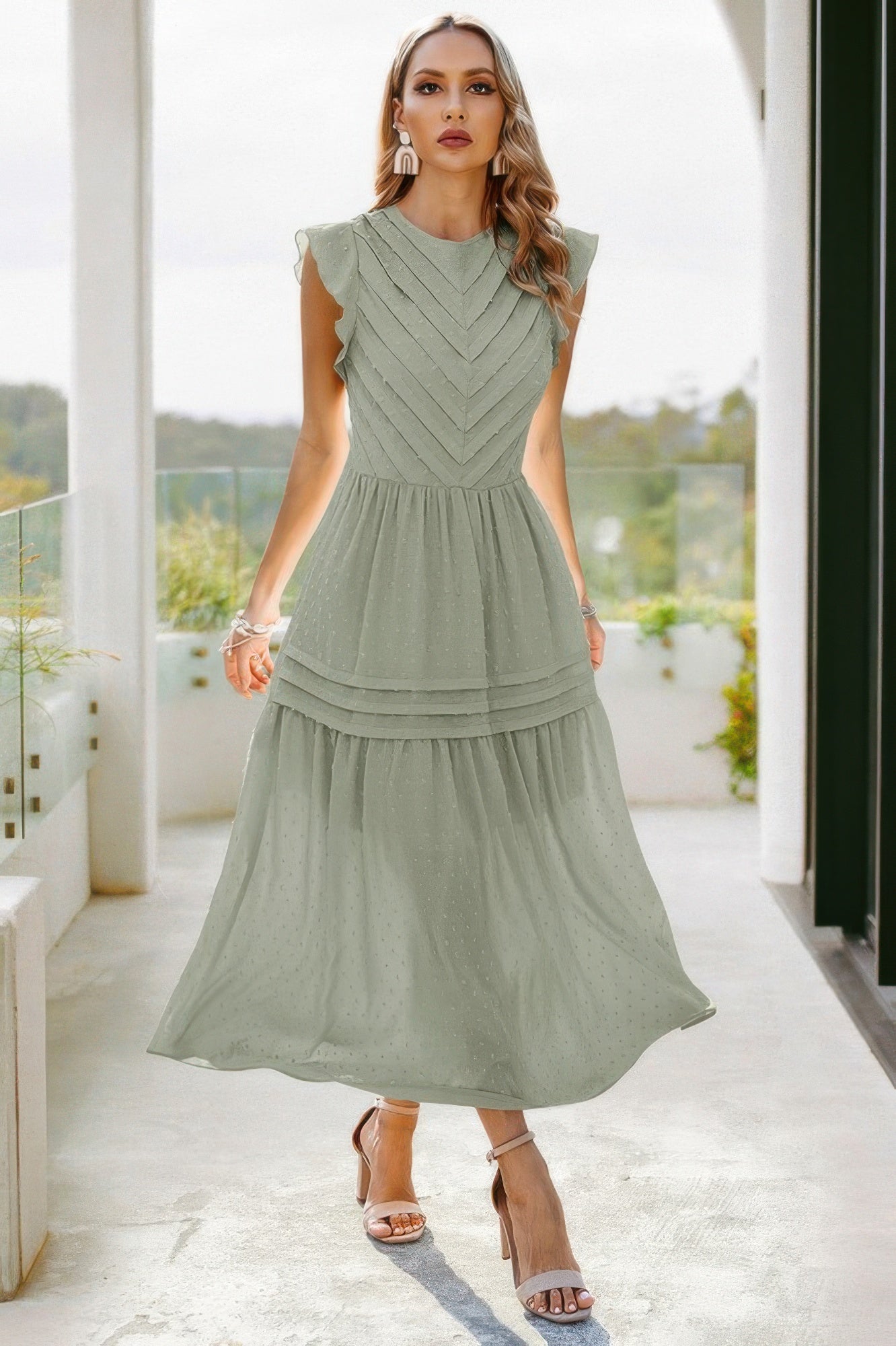 Ruffle Solid Willow Smocked Maxi Dress - LODIMAE FASHION