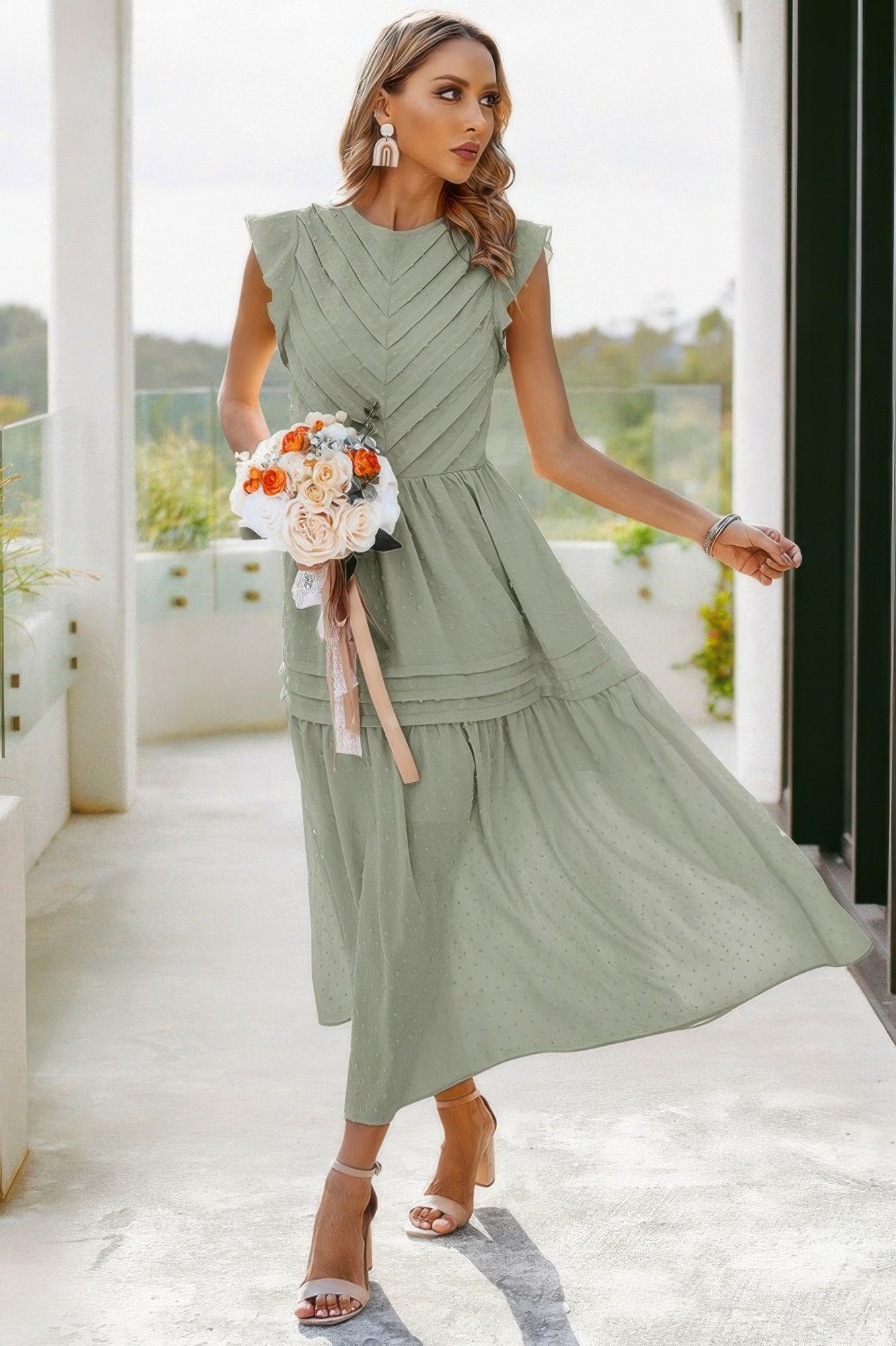 Ruffle Solid Willow Smocked Maxi Dress - LODIMAE FASHION