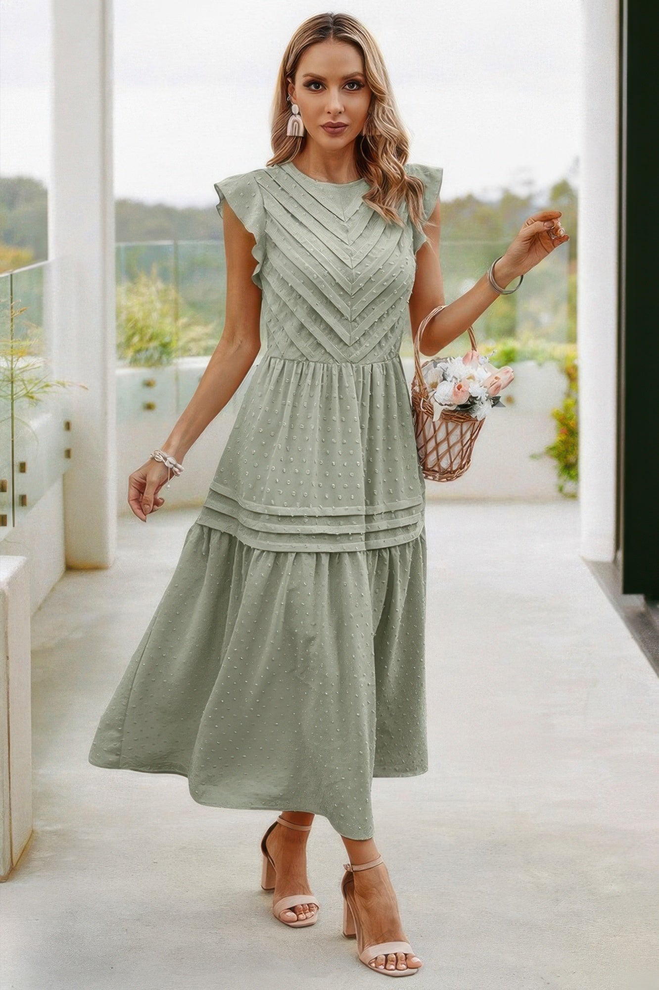 Ruffle Solid Willow Smocked Maxi Dress - LODIMAE FASHION