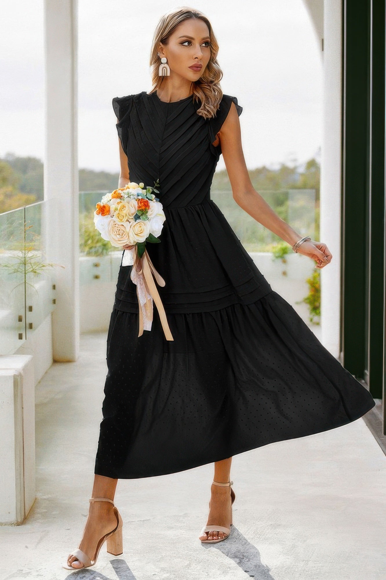 Ruffle Solid Willow Smocked Maxi Dress - LODIMAE FASHION