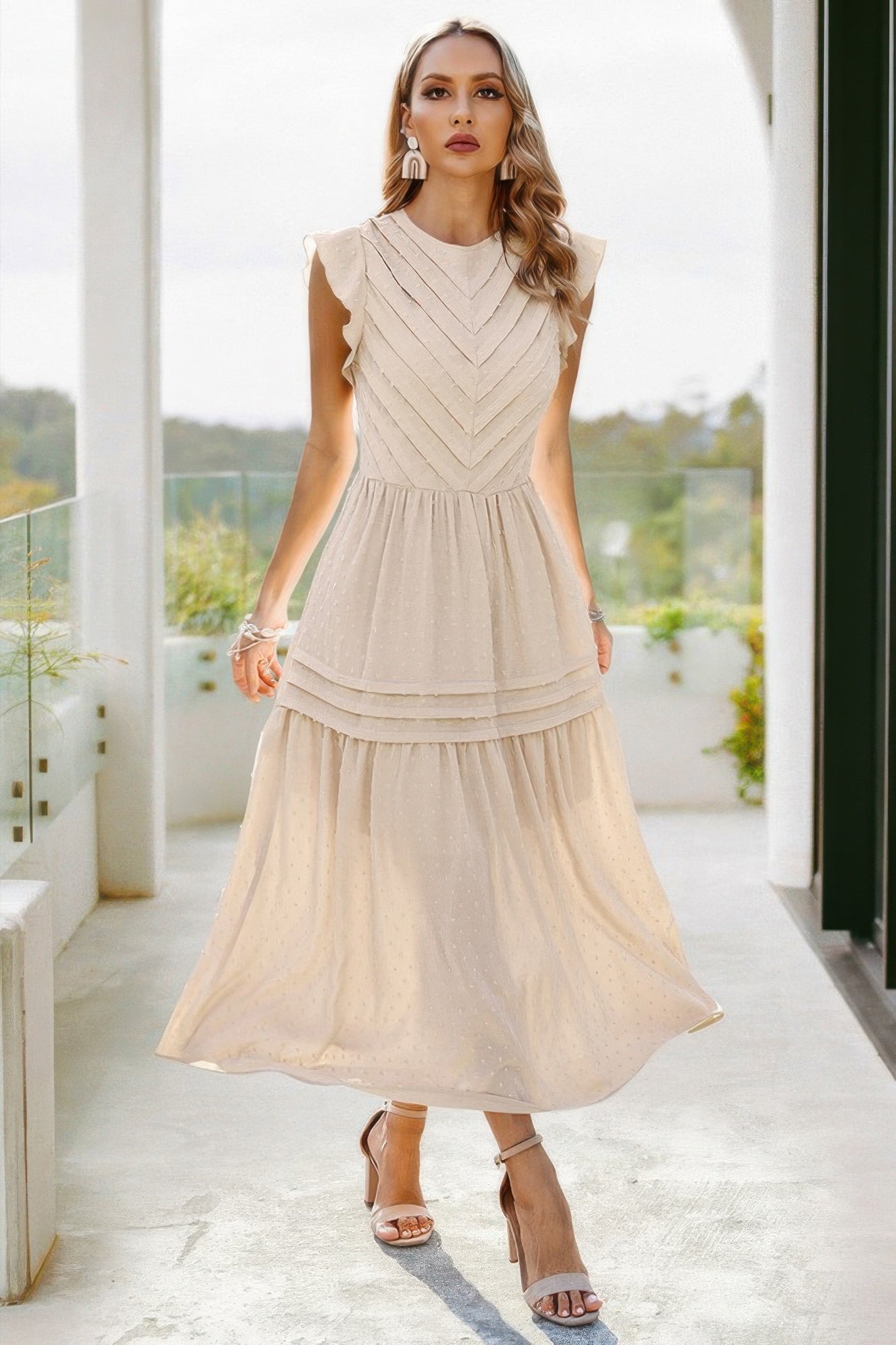 Ruffle Solid Willow Smocked Maxi Dress - LODIMAE FASHION