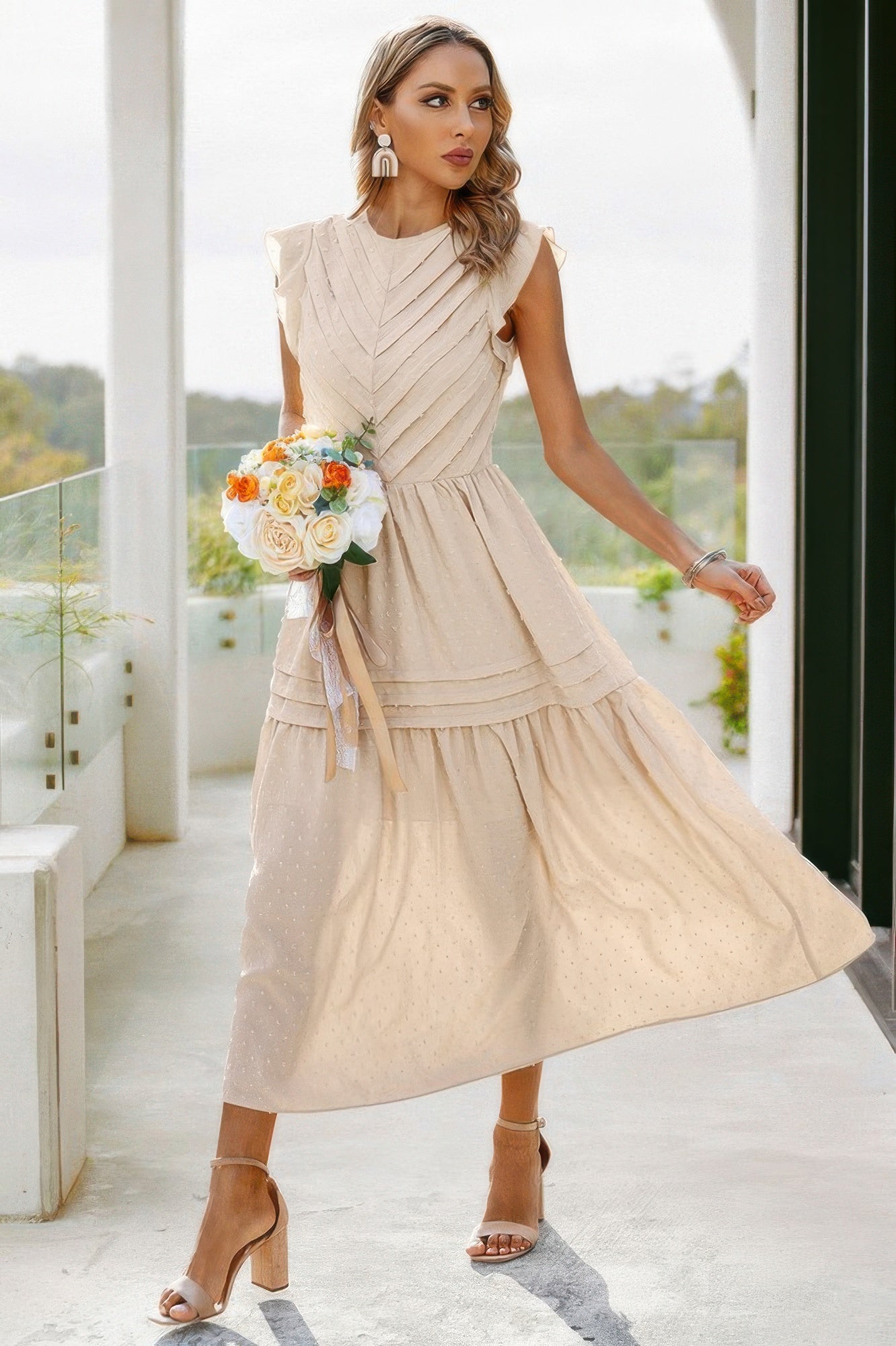 Ruffle Solid Willow Smocked Maxi Dress - LODIMAE FASHION