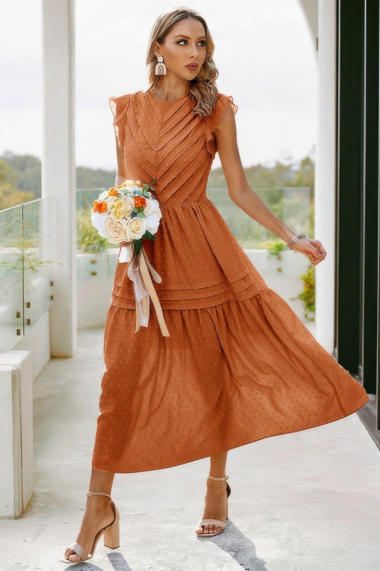 Ruffle Solid Willow Smocked Maxi Dress - LODIMAE FASHION