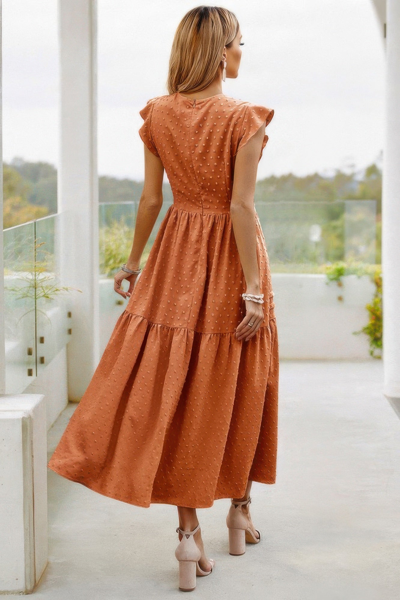 Ruffle Solid Willow Smocked Maxi Dress - LODIMAE FASHION
