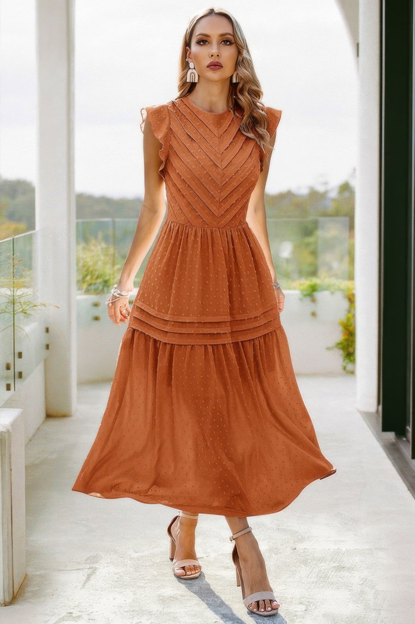 Ruffle Solid Willow Smocked Maxi Dress - LODIMAE FASHION