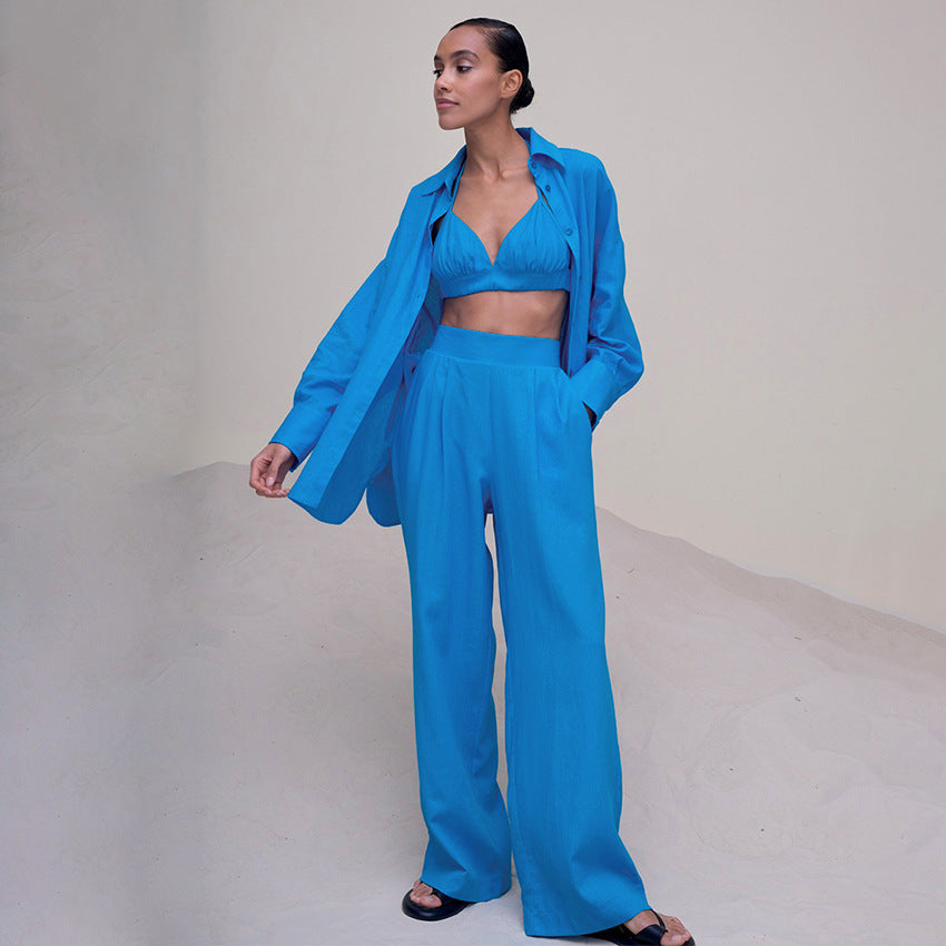 Women's Loose Long Sleeve Long Three-Piece Set - LODIMAE FASHION