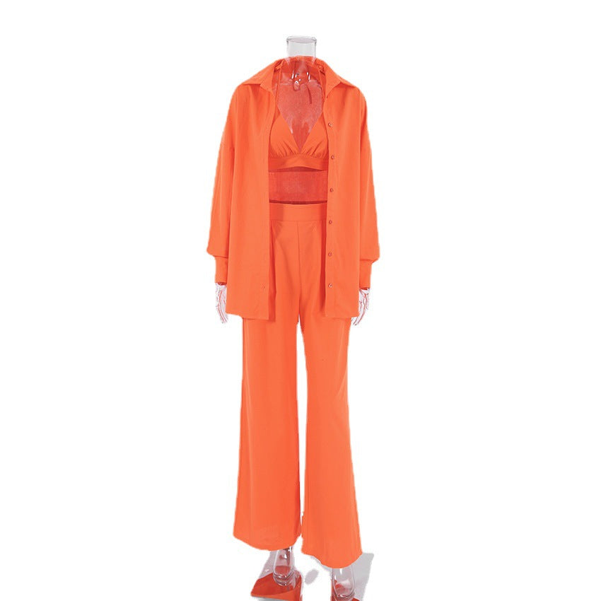 Women's Loose Long Sleeve Long Three-Piece Set - LODIMAE FASHION