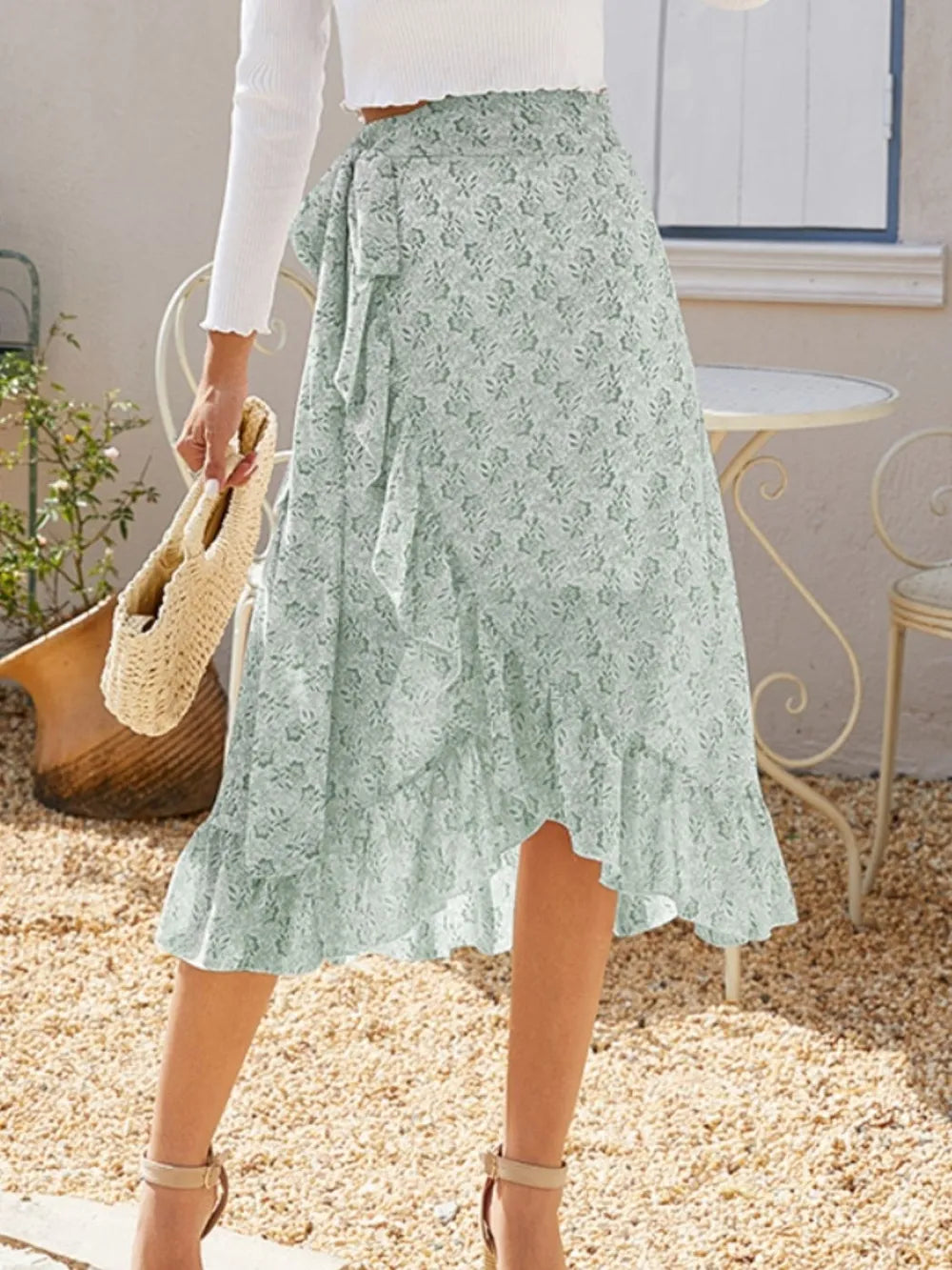 Printed Ruffled Midi Skirt - LODIMAE FASHION